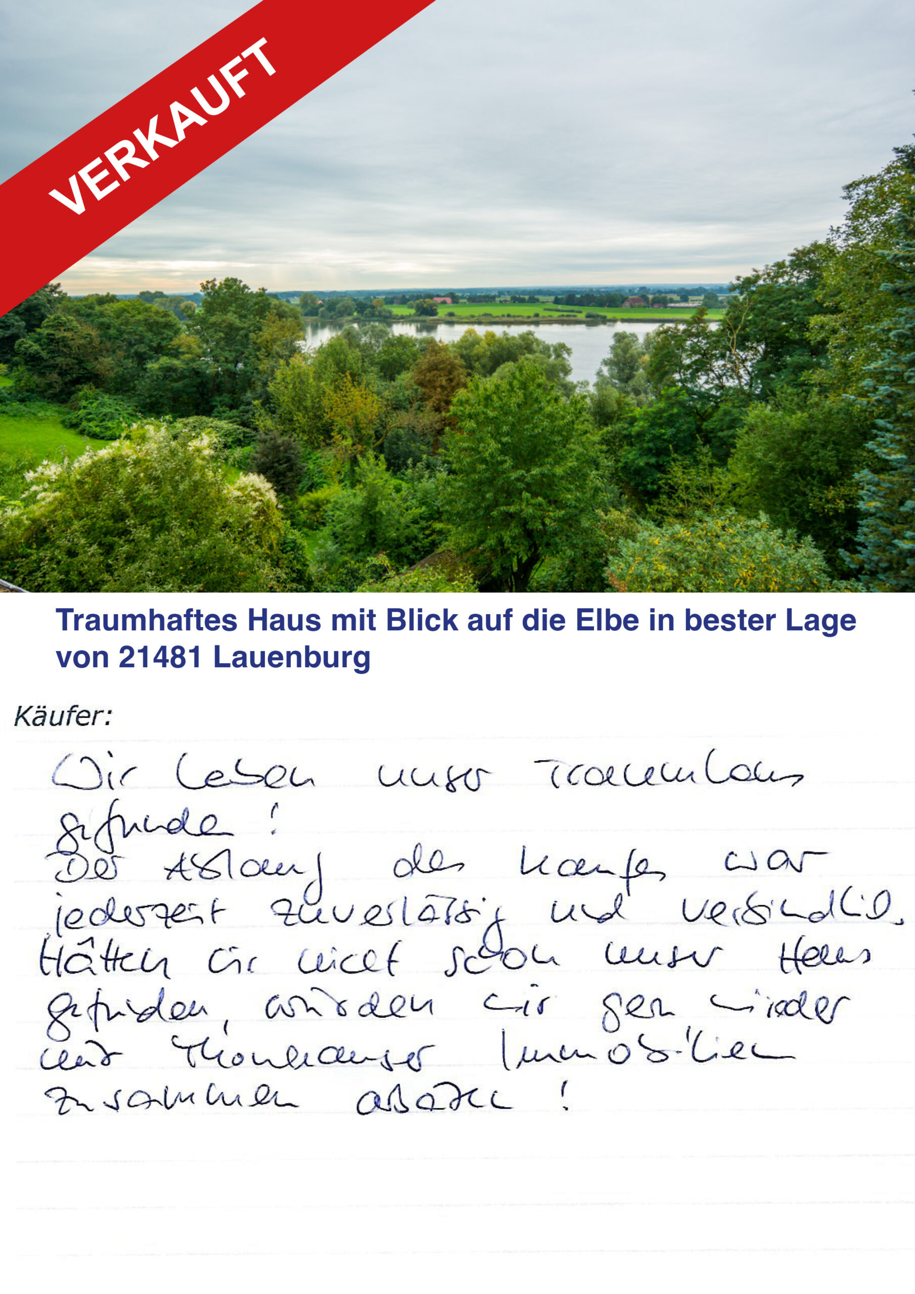 Traumhaftes Haus mit Elbblick in Lauenburg, verkauft, schöne Natur, ruhige Lage.