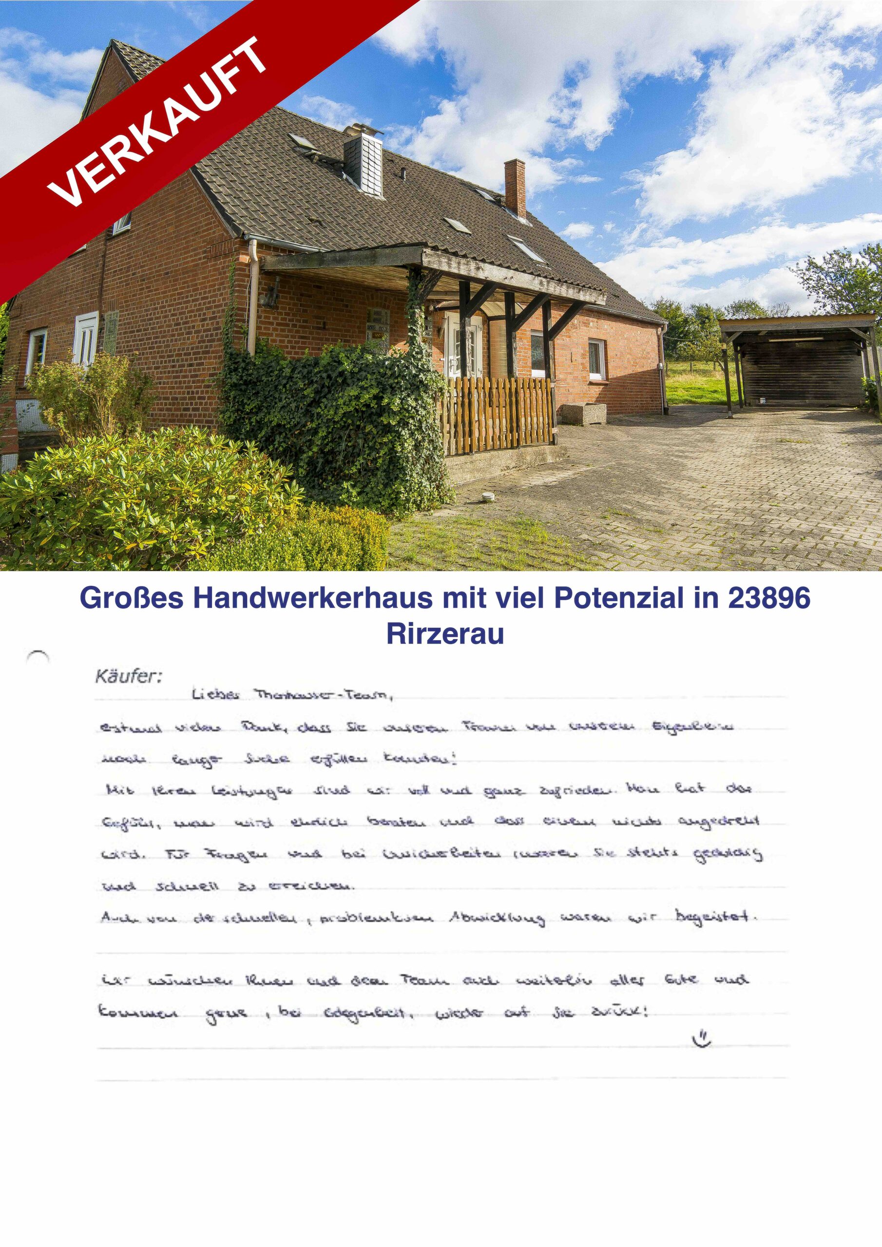 Großes Handwerkerhaus mit viel Potenzial in Ritzerau, verkauft.