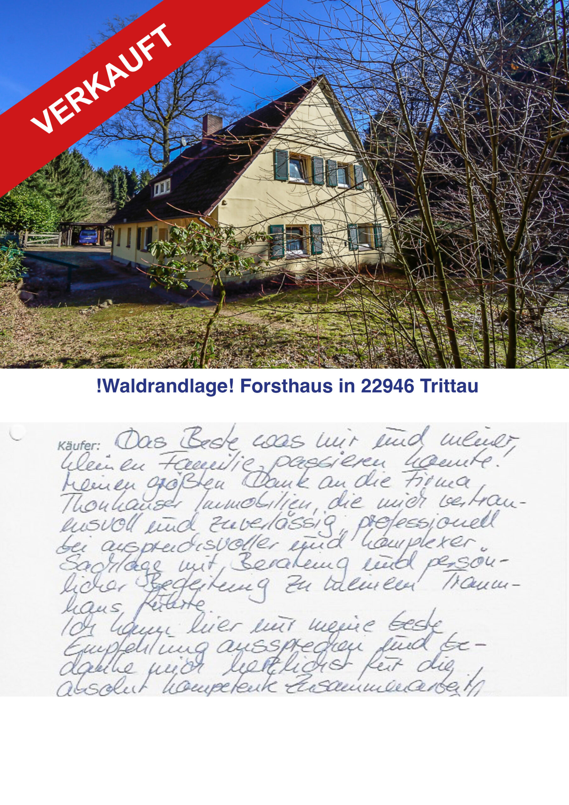 Berghaus in Trittau mit Wald- und Gartenblick, verkauft, in ruhiger Lage.