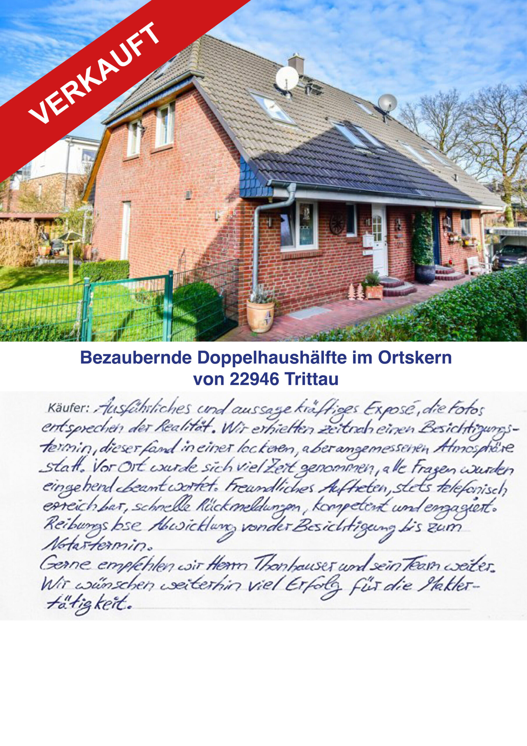 Charmantes Doppelhaus im Ortsteil Trittau, gepflegtes Eigenheim mit Garten.