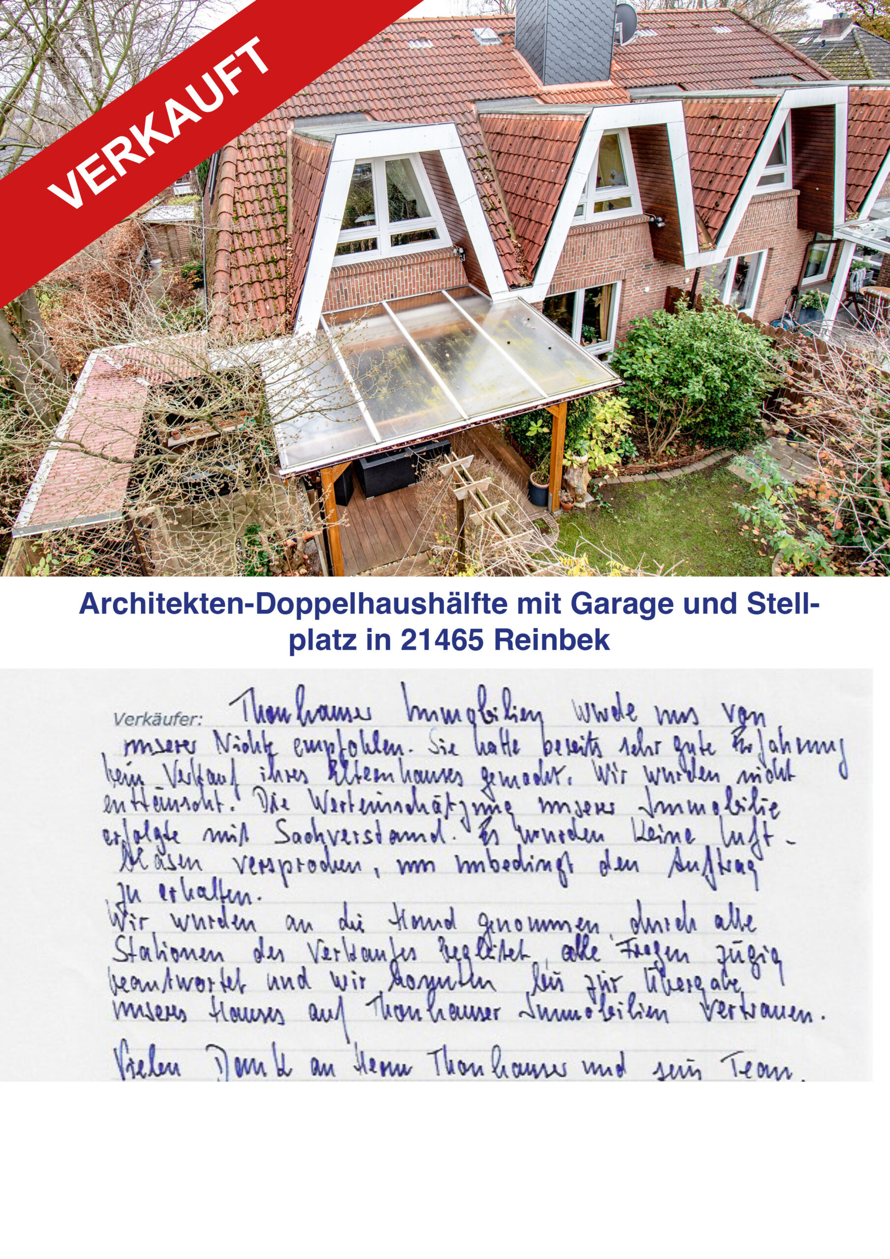 Geräumiges Doppelhaus mit Garage und Garten in Reinbek, 21465.